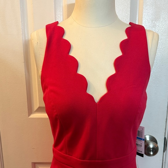 Macy's Vibrant Red Scalloped Mini Dress - Picture 5 of 11